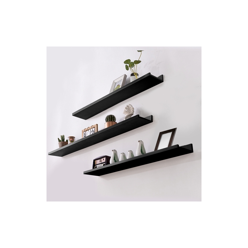SamyoHome Floating Wall Mount Molding Ledge ShelvesModern Design Black