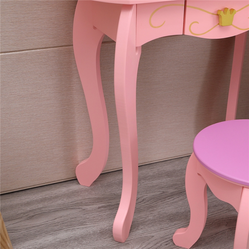 SamyoHome Kids Vanity Princess Dressing Table and Stool Set, Children's