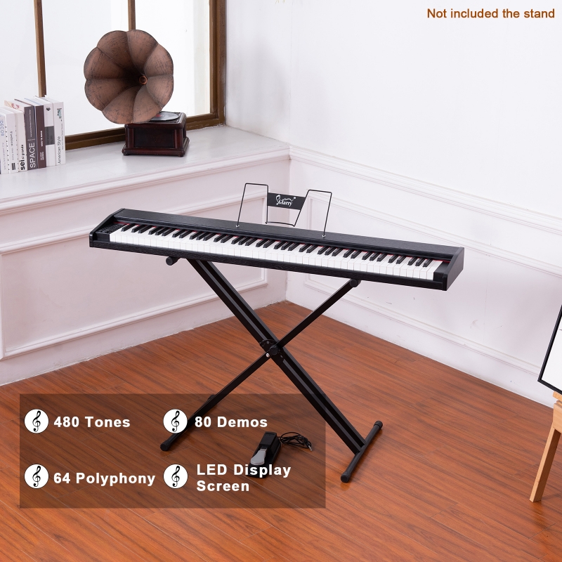 Glarry 88Key Digital Piano Keyboard with Sustain Pedal, Bluetooth