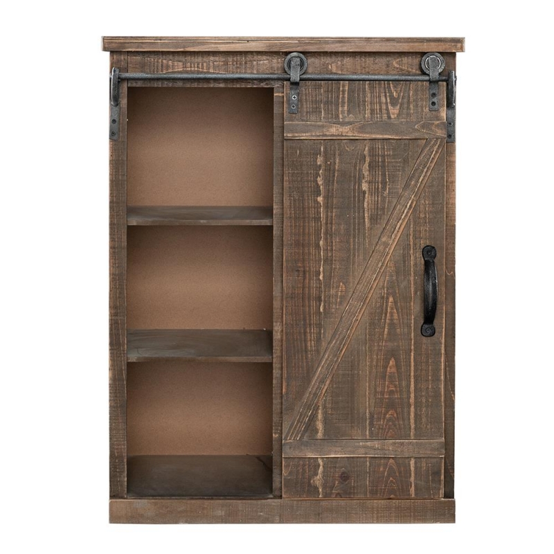 SamyoHome 5Shelf Rustic Wood Sliding Barn Door Console