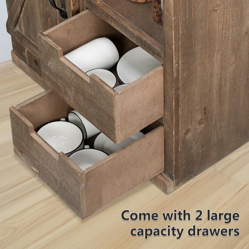 SamyoHome 5Shelf Rustic Wood Sliding Barn Door Console