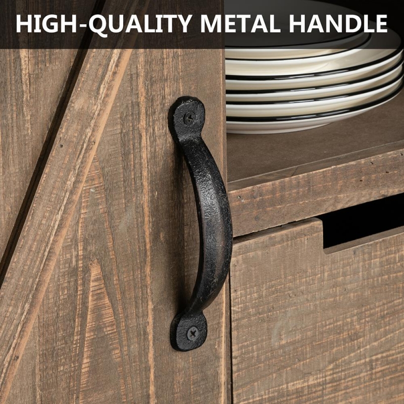 SamyoHome 5Shelf Rustic Wood Sliding Barn Door Console