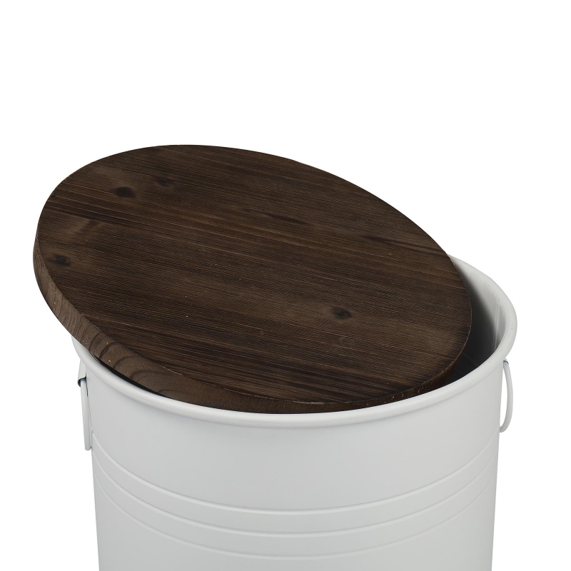 SamyoHome Set of 2 Stay Home Galvanized Ash Bucket with Lid and Double Pull Rings White samyohome