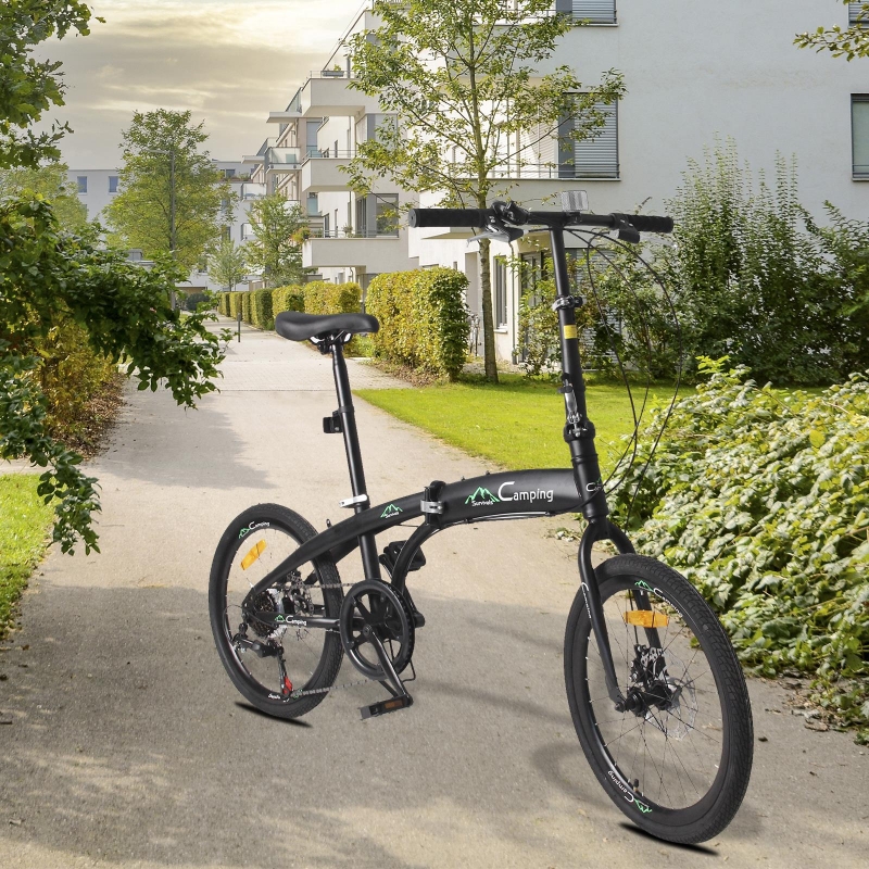 Campingsurvivals 20 inch Folding Bike, 7 Speed Leisure Bicycle, Black