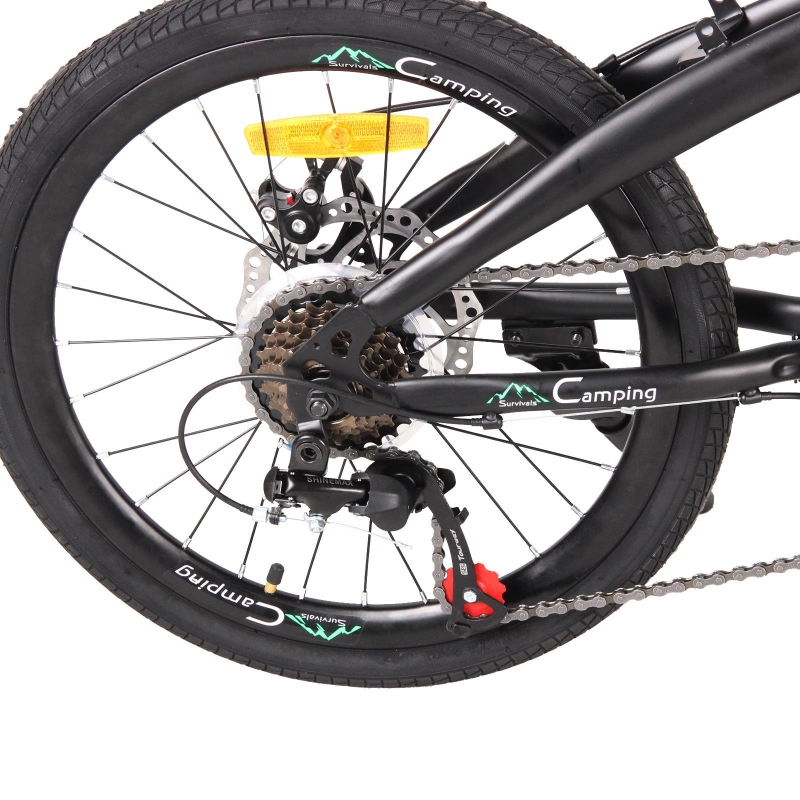Campingsurvivals 20 inch Folding Bike, 7 Speed Leisure Bicycle, Black